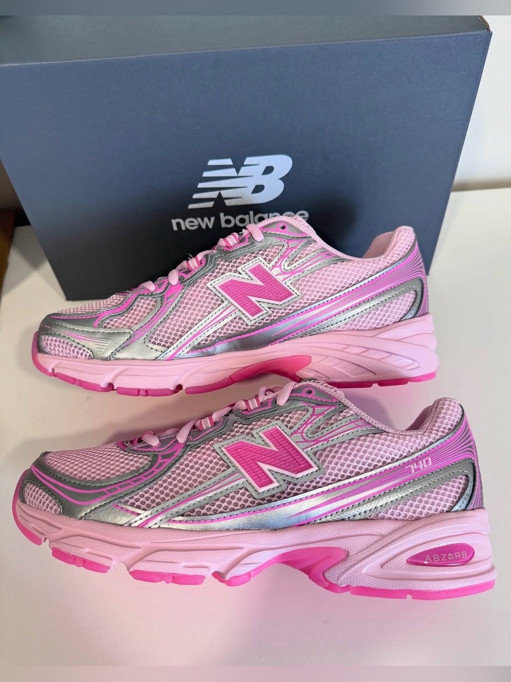 New Balance Women's Pink & Silver Mesh Running Sneakers